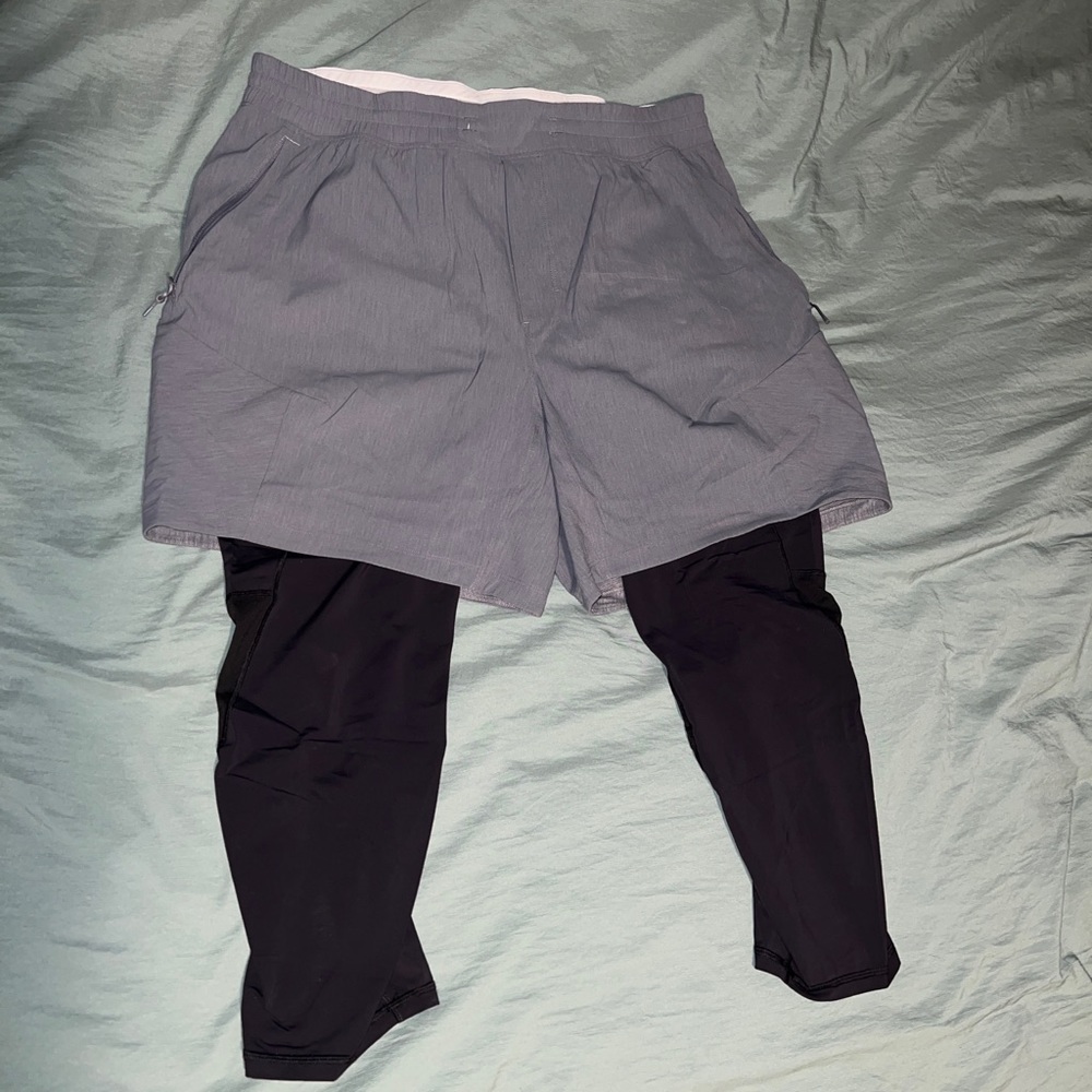 Lululemon shorts with running tights, men’s Large